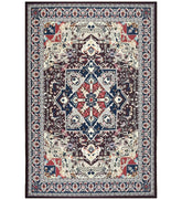 Burgundy vintage style machine washable rug.